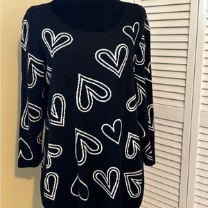 Chico's Black and White Heart Sweater